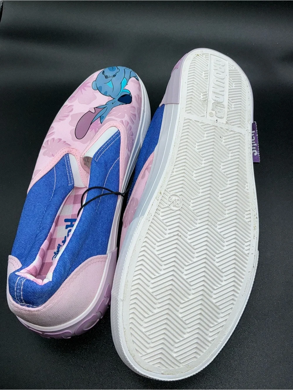 Ground Up Disney Lilo & Stitch Women’s Slip-On Canvas Sneakers Pink/Blue 8.5